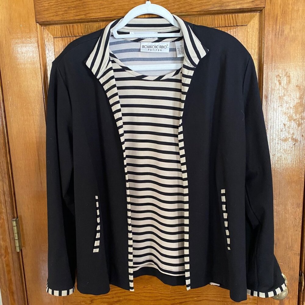 Like New Black & Tan Jacket & Crew Neck Set - PL